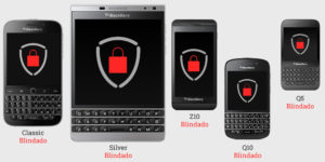 Montagem de celulares criptografados BlackBerry: Classic, Silver, Z10, Q10 e Q5 ProtectPhone Plus