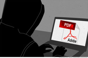 Imagem de um hacker acessando a Adobe